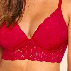 Pink By Victoria’s Secret Red Lace Bralette Padded Push Up Sexy Size  Small D-DD